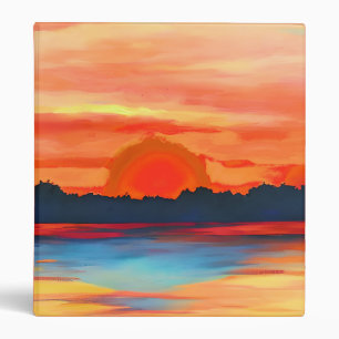 Vivid Ocean Sunset in Fiery Orange 3 Ring Binder