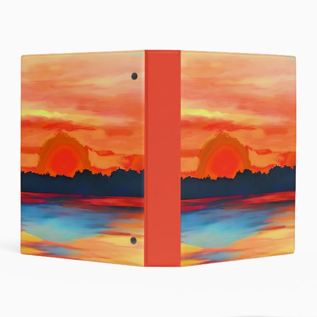 Vivid Ocean Sunset in Fiery Orange Mini Binder (Background)