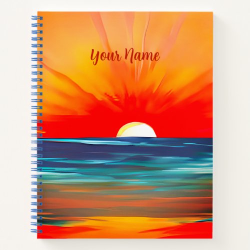 Vivid Ocean Sunset in Orange and Blue Notebook