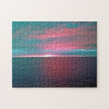 Vivid Ocean Sunset Puzzle by FluidArt at Zazzle