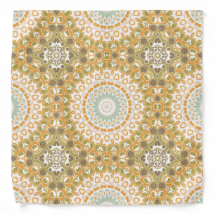 Vivid Olive and Amber Retro Mandala Pattern Bandana