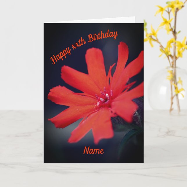 Vivid Orange Daisy Flower Personalized Birthday  Card (Yellow Flower)