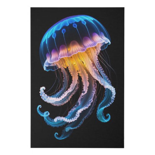 Vivid Orange Jellyfish Photoreal Faux Canvas Print