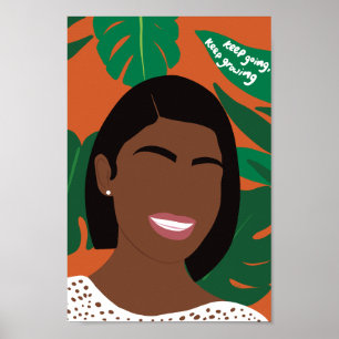 Vivid Orange Keep Going Keep Growing Poster