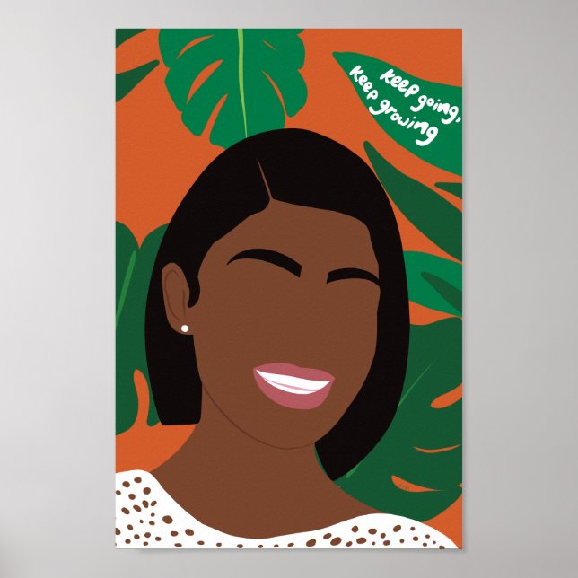 Vivid Orange Keep Going Keep Growing Poster (Front)