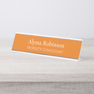 Vivid Orange Professional Desk Name Plate