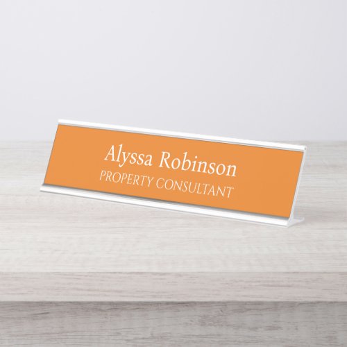 Vivid Orange Professional Desk Name Plate