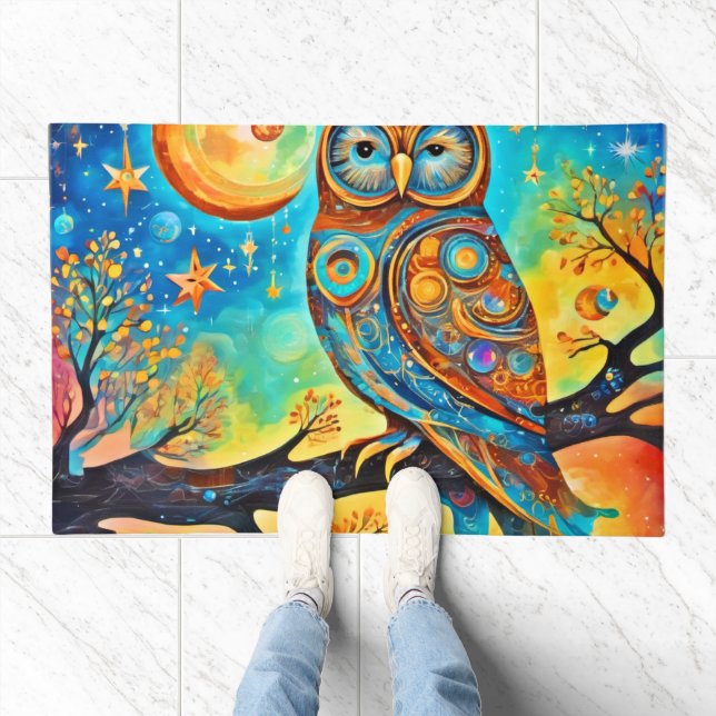 Vivid Owl Celestials: Wonder and Magic Doormat (Indoor)