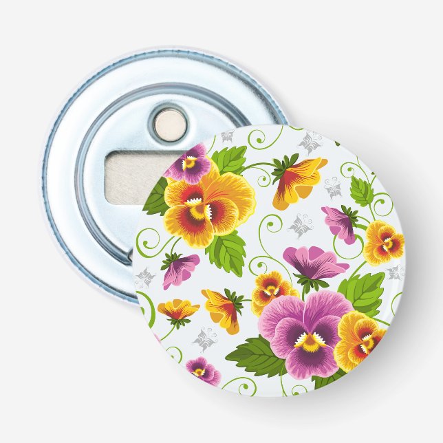 Vivid pansy flowers bottle opener (Front)