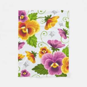 Vivid pansy flowers fleece blanket