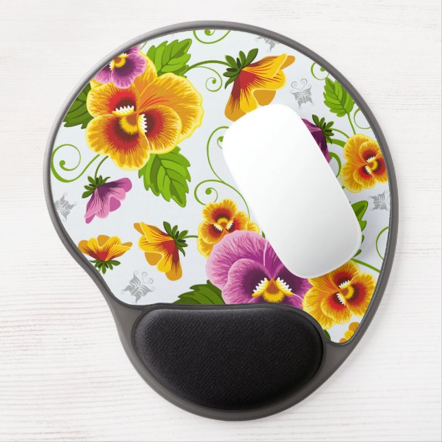 Vivid pansy flowers gel mouse pad (Left Side)