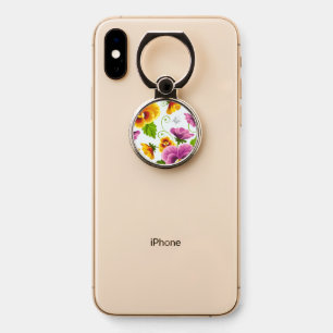 Vivid pansy flowers phone ring stand