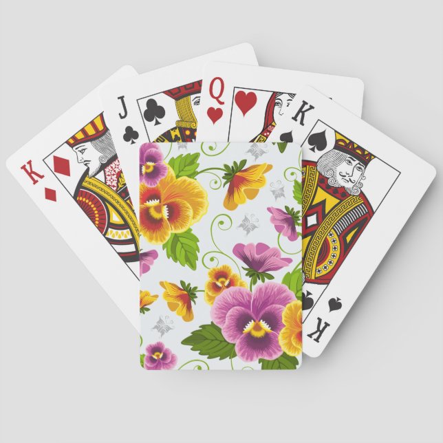Vivid pansy flowers poker cards (Back)