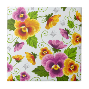 Vivid pansy flowers tile