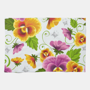 Vivid pansy flowers towel