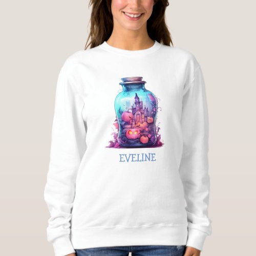 Vivid pastel blue and pastel pink Halloween Party Sweatshirt