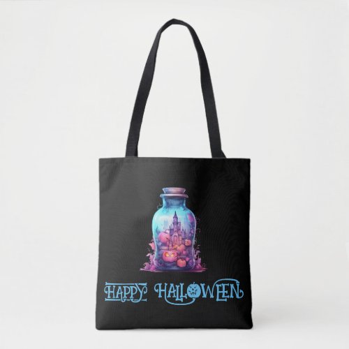 Vivid pastel blue and pastel pink Halloween Party Tote Bag