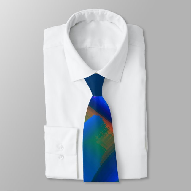 Vivid peach cropped digital paint magnification  neck tie (Tied)