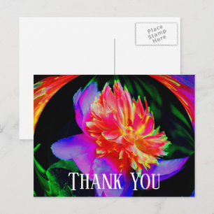 Vivid Peony Abstract Floral Thank You Postcard