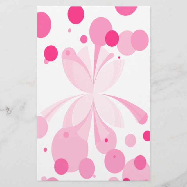 Vivid Pink Abstract Butterfly Stationery (Front)