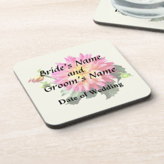 Vivid Pink And Yellow Dahlia Drink Coaster