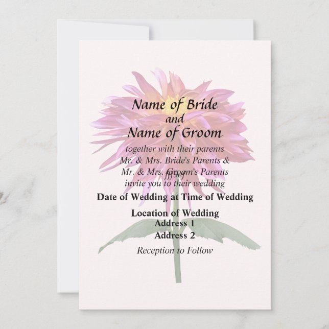 Vivid Pink Dahlia Invitation (Front)