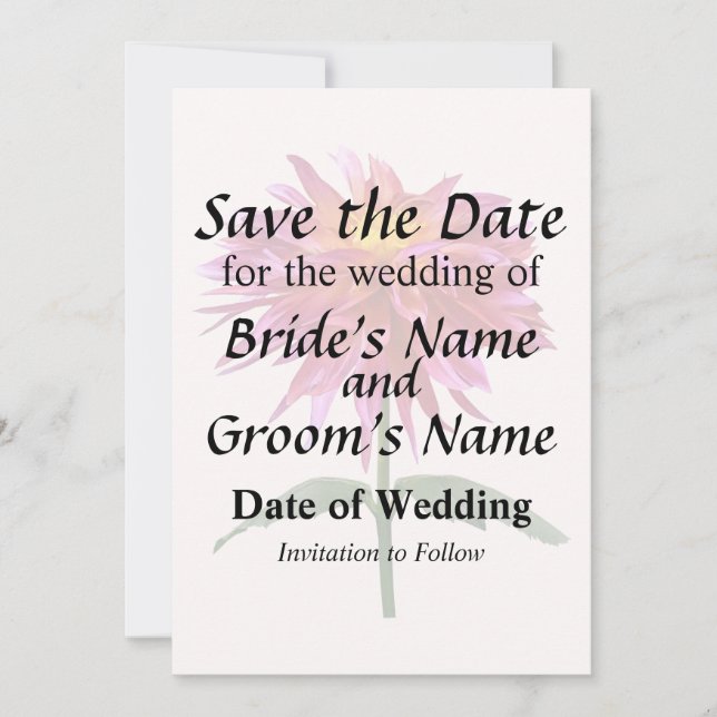Vivid Pink Dahlia Save The Date (Front)