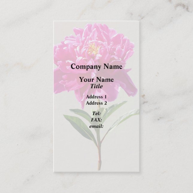 Vivid Pink Peony Business Card (Front)