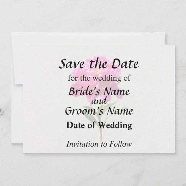 Vivid Pink Peony Save The Date (Front)