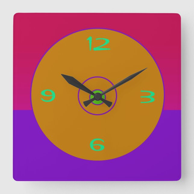 Vivid Pink Purple Gold Lime Wall Clock (Front)