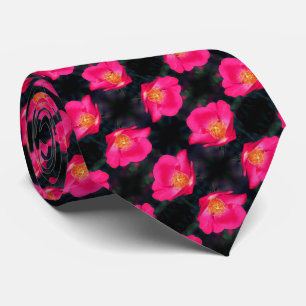 Vivid Pink Rose Petals Abstract Floral Pattern     Neck Tie