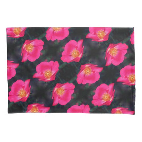 Vivid Pink Rose Petals Abstract Floral Pattern Pillow Case