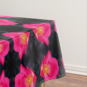 Vivid Pink Rose Petals Abstract Floral Tablecloth