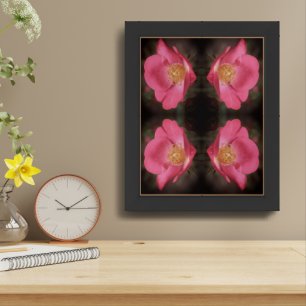 Vivid Pink Rose Petals Abstract Vintage Framed Art