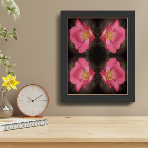 Vivid Pink Rose Petals Abstract Vintage Framed Framed Art