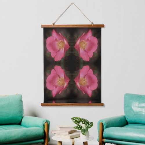 Vivid Pink Rose Petals Abstract Vintage Hanging Tapestry