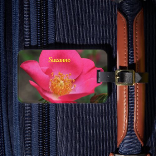 Vivid Pink Rose Petals Personalized Luggage Tag