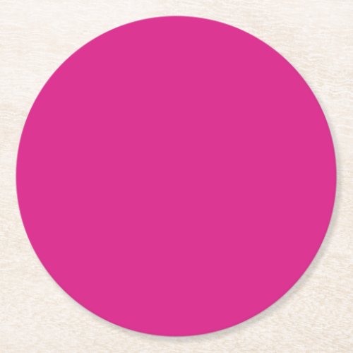 Vivid Pink Solid Color Round Paper Coaster