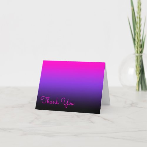 Vivid Pink Violet and Black Ombre Thank You Card