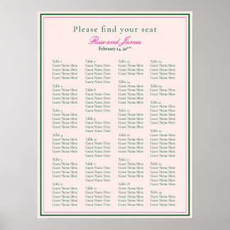 Vivid Pink Wedding Seating Chart