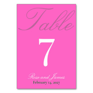 Vivid Pink Y2K Gothic Wedding Table Number