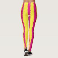 Vivid Pink & Yellow Vertical Striped Leggings