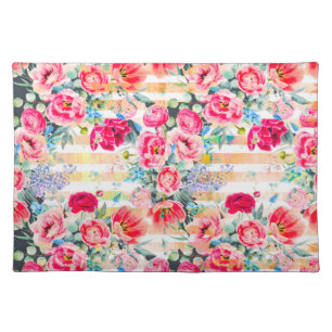 Vivid Pinks Floral Pattern Cloth Placemat