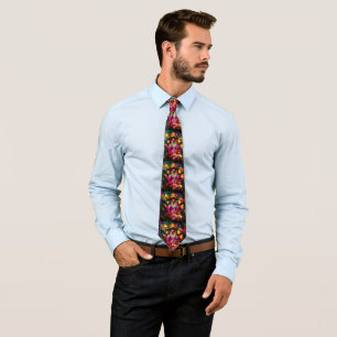 Vivid psychedelic fish neck tie