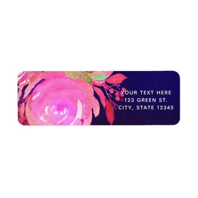 Vivid Purple Modern Spring Floral Bouquet Wedding Label (Front)