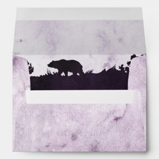 Vivid Purple Watercolor Wash Bear Silhouette Envelope