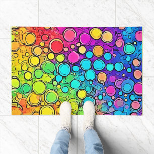 Vivid Rainbow Bubble Abstraction Doormat
