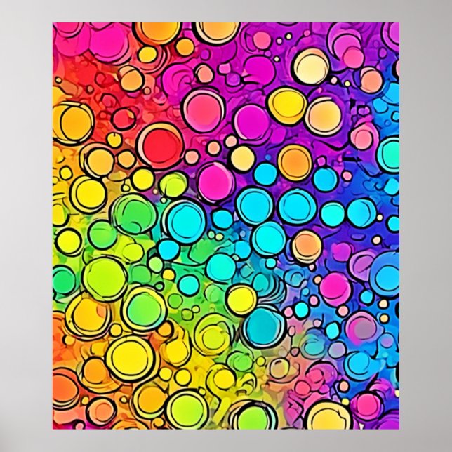 Vivid Rainbow Bubble Abstraction Poster (Front)