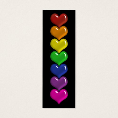 Vivid Rainbow Color Hearts Indestructible Bookmark Business Card Template