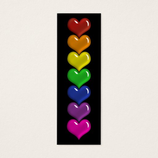 Customizable Vivid Rainbow Color Hearts Indestructible Bookmark Business Card Template